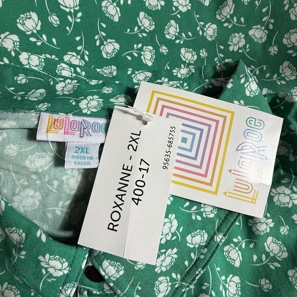 LuLaRoe Roxanne Green Floral Tank Top Sleeveless 2XL - Picture 7 of 9